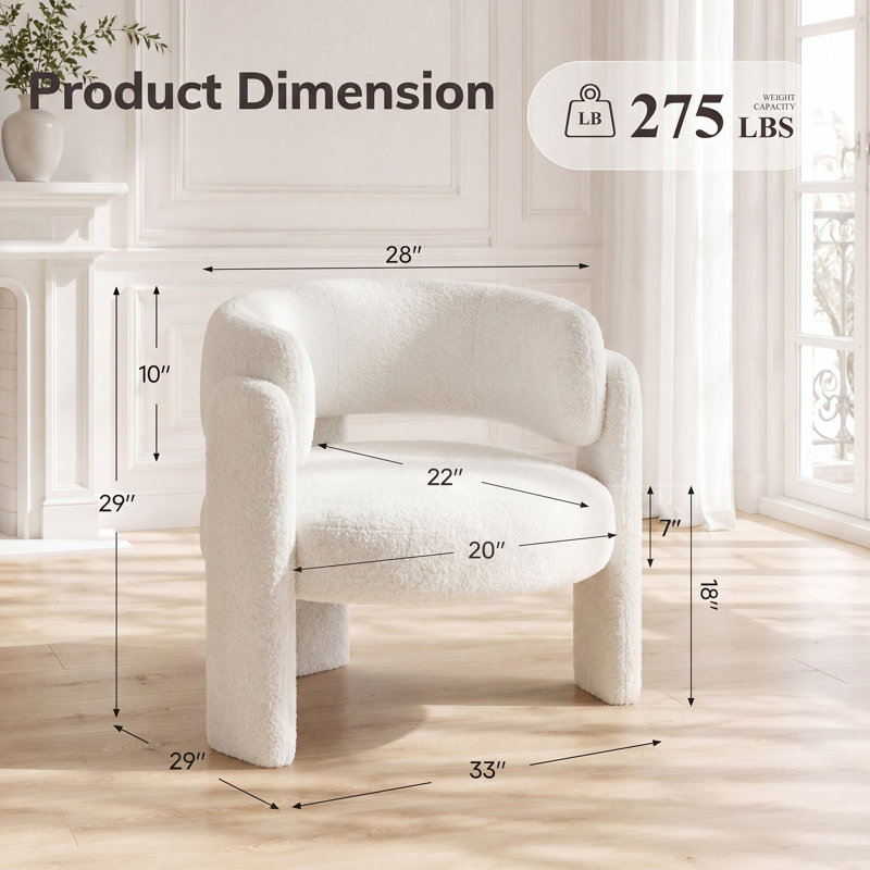 Velvet Upholstered Barrel Dining Armchair, Cream