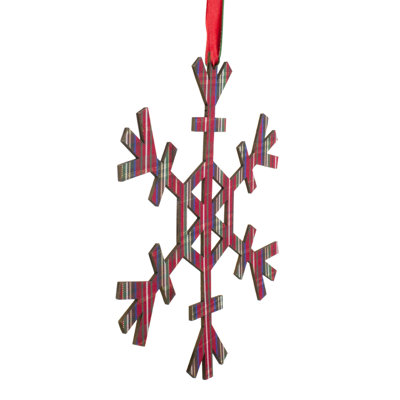 Ornement de Noël en forme de flocon de neige 8 po Tartan Stellar