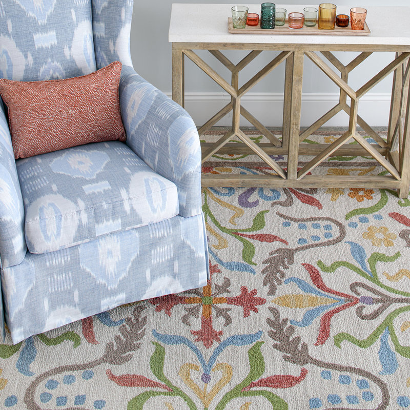 Artemesia Hand-Tufted Wool Loop Pile Indoor Rug Traditional Bordered Multicolor, Runner 2'6" x 8'