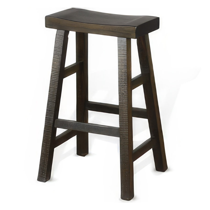 Ensemble de 2 tabourets de bar Flint, siège selle, acajou brun foncé vieilli