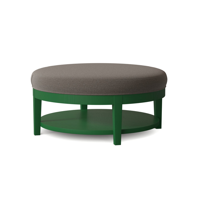 Midtown Upholstered Ottoman, Gray Sugar Performance; 0863-84, Brass Finish