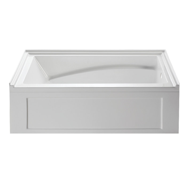 Kingston Brass Aqua Eden 60-Inch Acrylic Rectangular 3-Wall Alcove Tub with Armrest and Anti-Skid Surface, Right