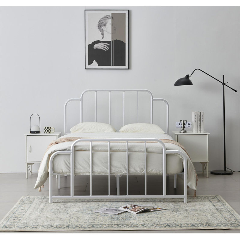 Lit plateforme en métal Gurtha, Grand, Blanc