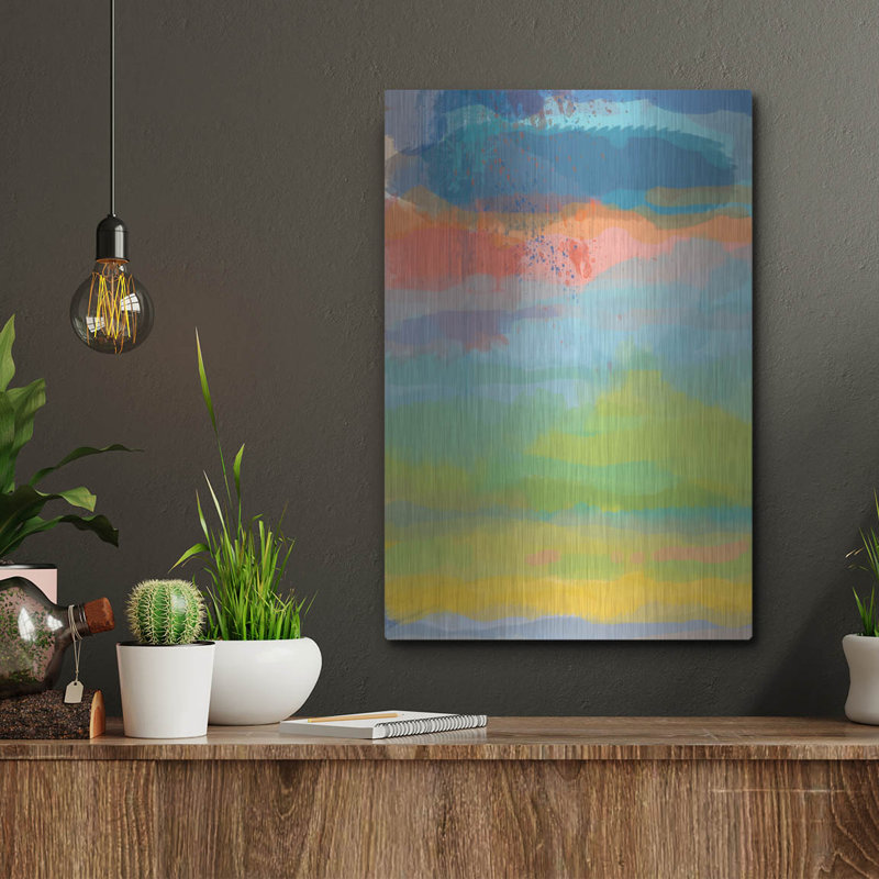 Art mural en métal Winston Porter «Coral Sky» par Jan Weiss, H 16 po x l 12 po