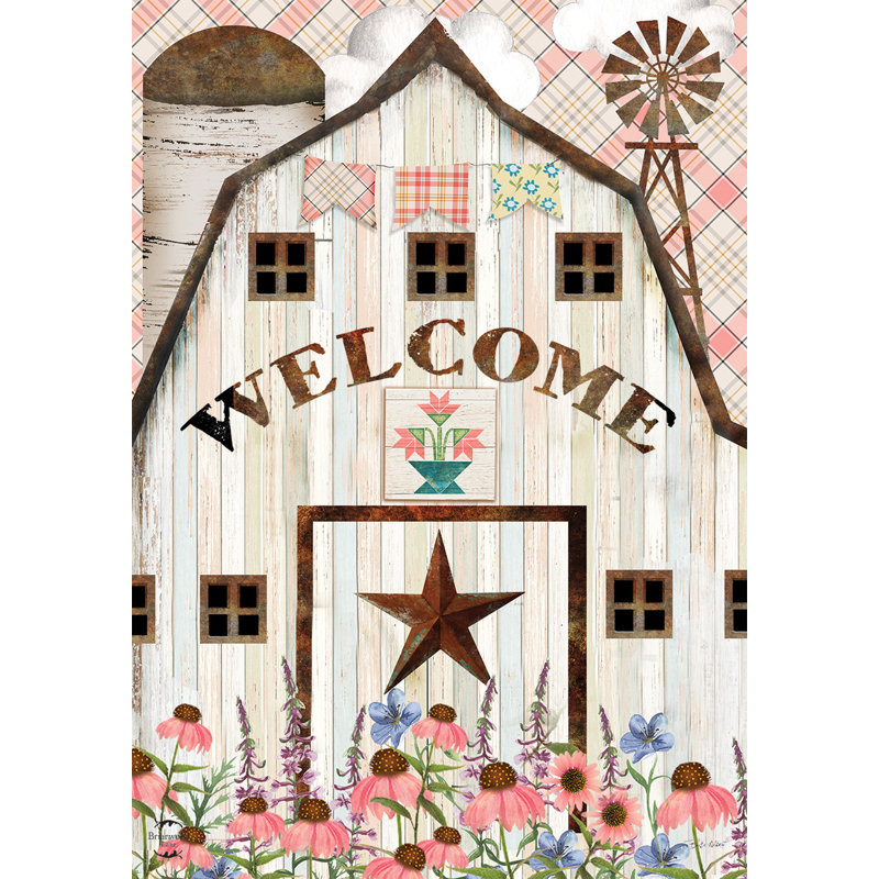 Drapeau de maison de grange en fleurs