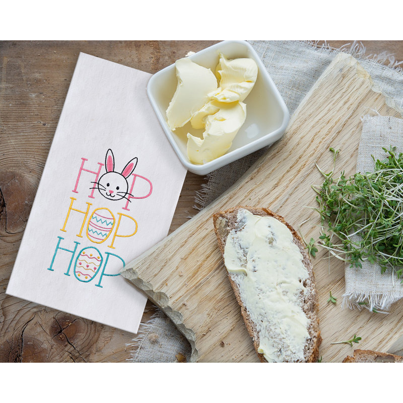 Hop Hop Hop Kitchen Towel, White/Pink/Blue Hop Hop Hop Kitchen