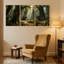 Ensemble de 3 reproductions d'art sur toile Mid-Century Forest Knights Bataille Sunlight Trees Horses Warriors-1578909194
