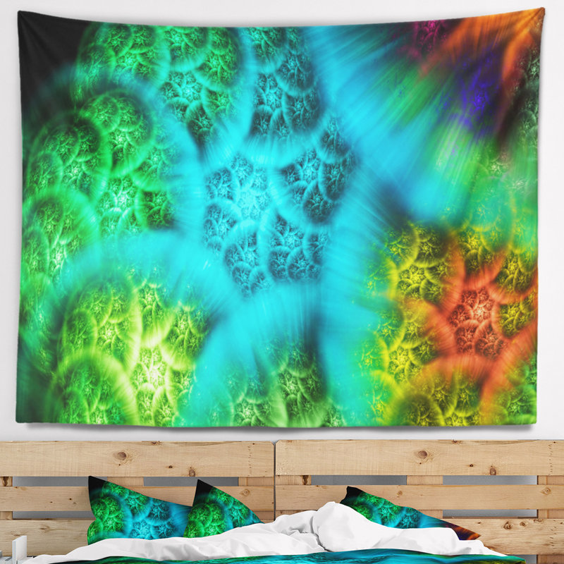 Tapisserie de ciel abstrait avec nuages verts bibliques, H 32 po x l 39 po