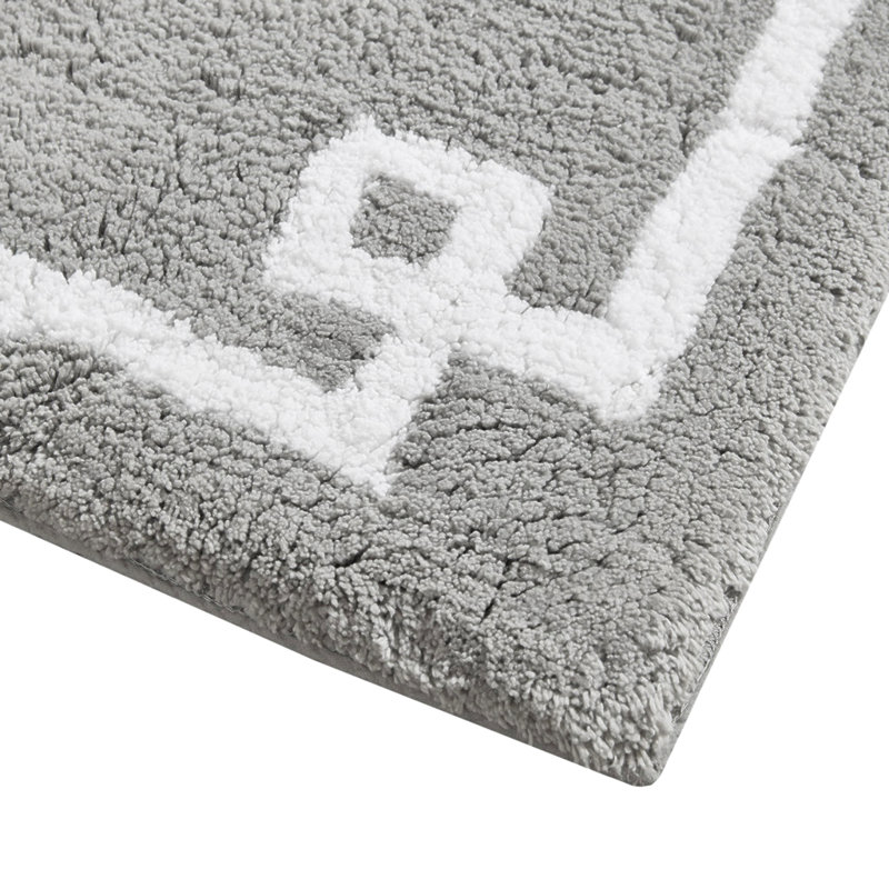 Grey Cotton Tufted Bath Rug, 40" L x 24" W