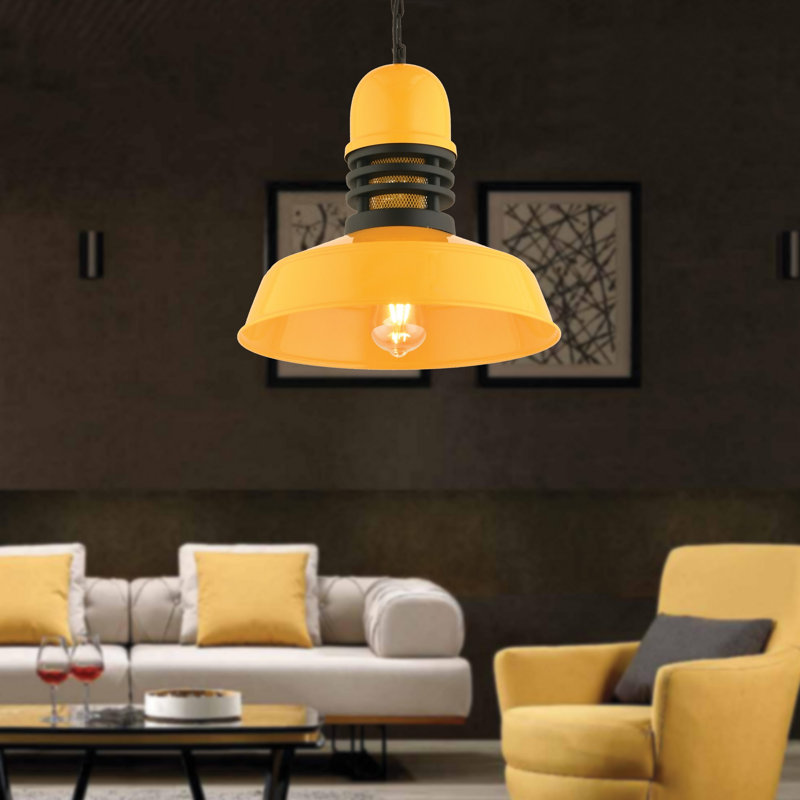 Elegant Adjustable Chandelier, Metal Body, 13.4 x 12.6 inches | Yellow Finish, Max 40W E27 Socket, Total Height 14.6 - 53.9 inches | Perfect for Dining Room & Living Spaces, Stylish & Functional Lighting Solution