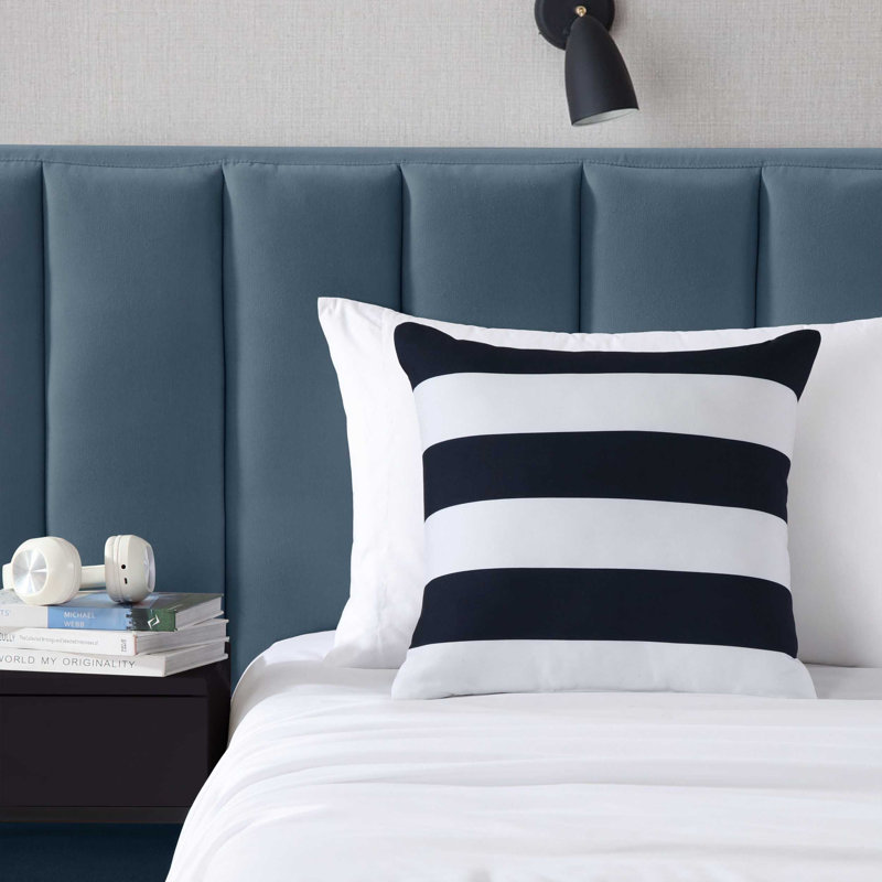 Nautica Sailor Stripe Blue Throw Pillow, Sailor Stripe Blue, Square 18"