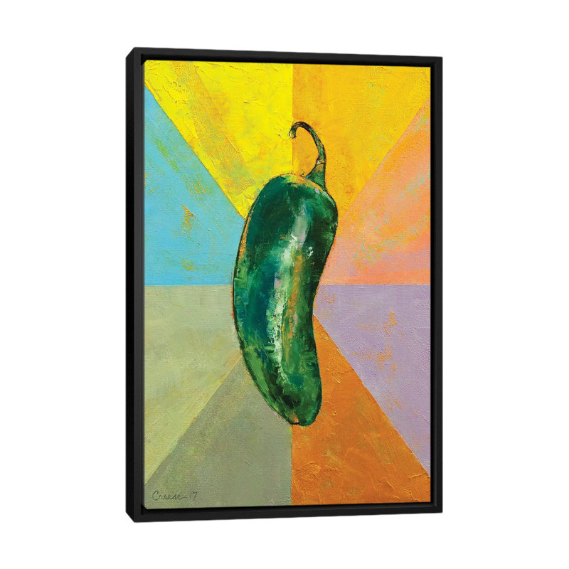 «Jalapeno», reproduction sur toile, H 26 po x l 18 po x P 1,5 po, Toile avec cadre noir, Pas de tapis