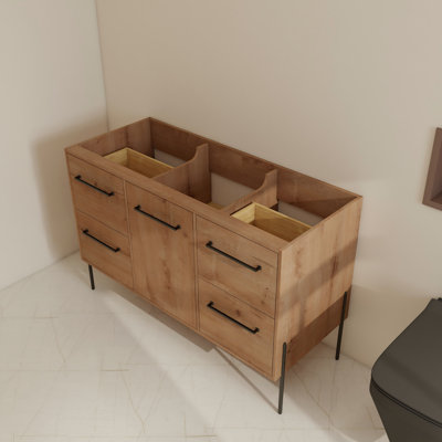 48" Free-Standing Single Bathroom Vanity Base With Adjustable Shelf And Drawers