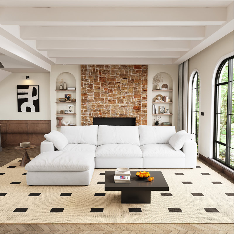 Comfortable And White - Feather-filled Cushions Modular Construction For All Occasions Feather Cushioning Movable Design A Peaceful Experience