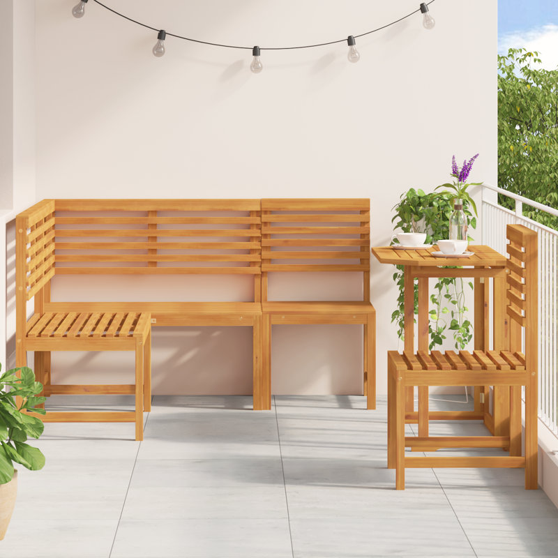 Ensemble de banc de jardin vidaXL 4 pièces en bois d'acacia massif brun