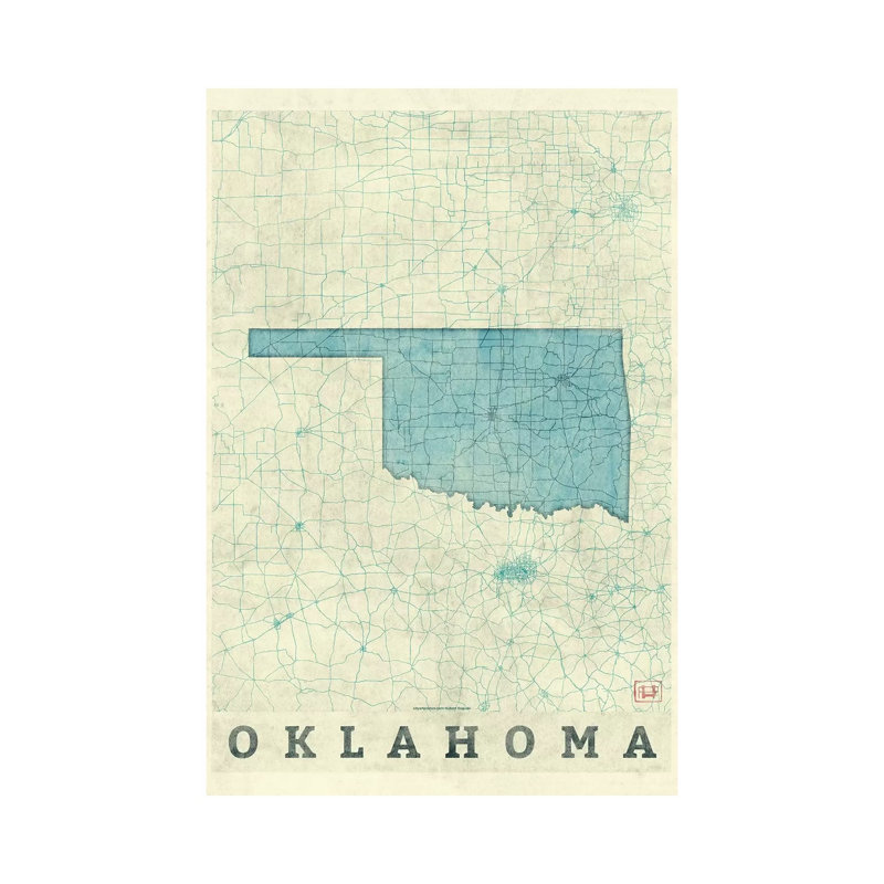 Oklahoma Map by Hubert Roguski - Wrapped Canvas Print, 101.6 cm H x 66.04 cm W x 1.91 cm D