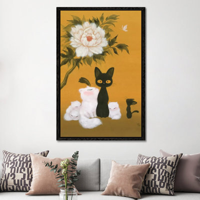 Cats And Peony by Martin Hsu - Painting on Canvas