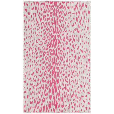 Tapis de safari d'extérieur rose et gris