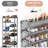 10 Tiers Shoe Rack 50 Pairs Large Capacity Tall Shoe Organizer Sturdy Shoe Storage With Two Hooks Space Saving Metal Wide Shoe Rack For Closet, Entryway, Bedroom, Grey-129171016