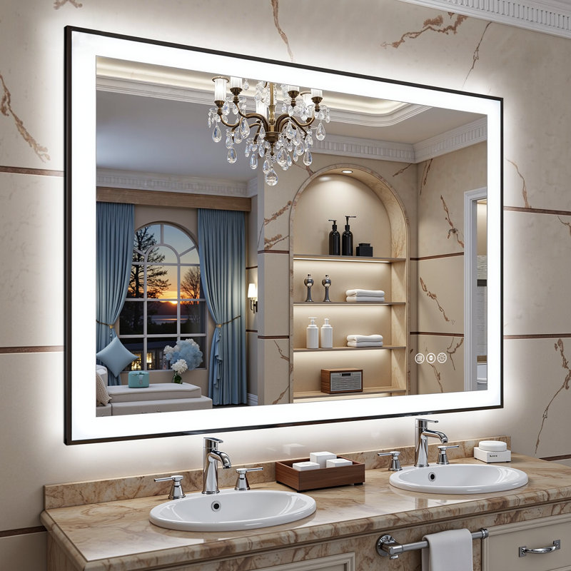 Miroir de salle de bain Lunara, 40 po x 36 po