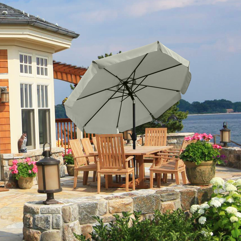 Parasol de marché 9 pi Hobert, H 96,4 po x l 118 po x P 118 po, Gris clair