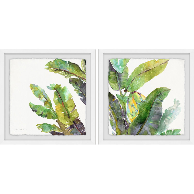 « oh banana leaves ii diptych », reproduction de peinture à l’aquarelle à l’impression multi-pièces