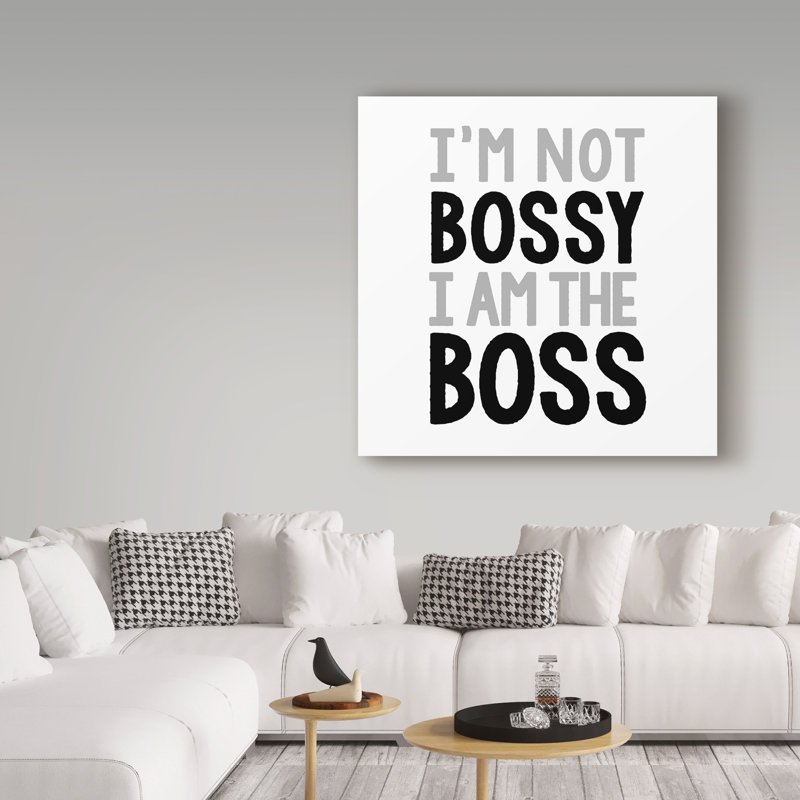 Keishawna «Boss», art textuel sur toile tendue, H 14 po x l 14 po