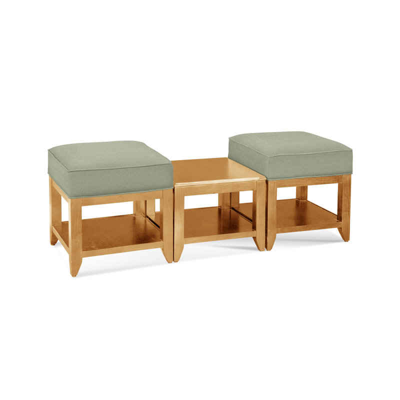 Elements Upholstered Cube Ottoman, Green Performance Fabric; 0851-54, Java