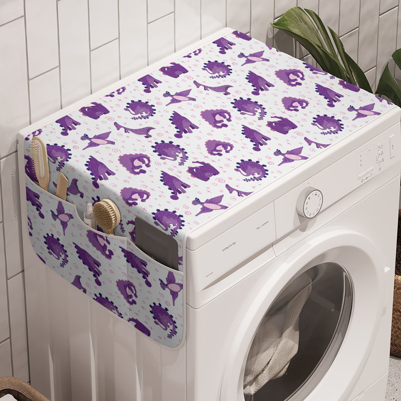 East Urban Home Dino - Ensemble de 2 machines à laver 47 po x 18,5 po - mauve / blanc