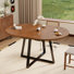 Table de salle à manger extensible ronde pour 6 personnes, buffet en noyer avec commode cannelée, table de salle à manger en bois et armoire buffet