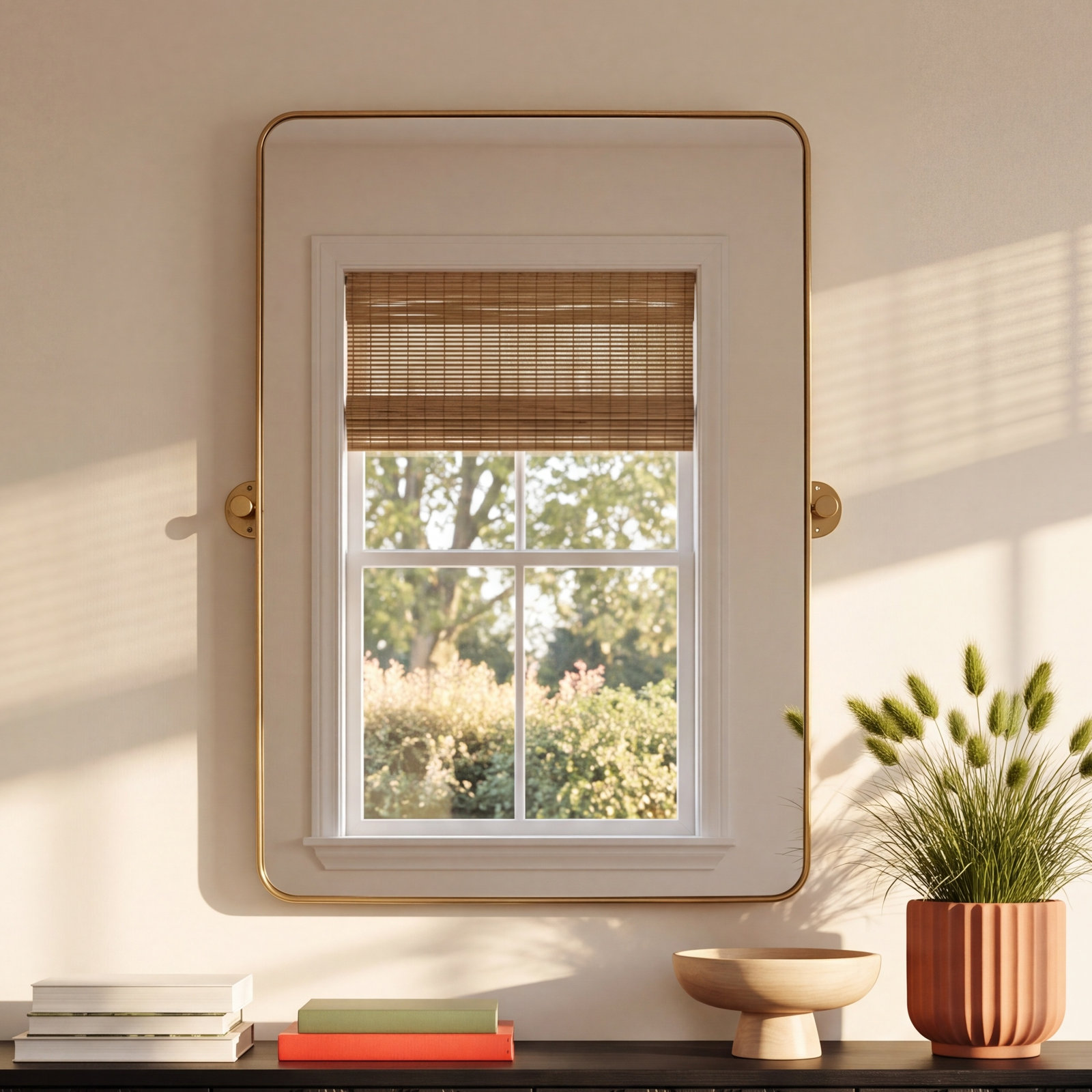 Evvie Metal Rectangle Mirror, Gold