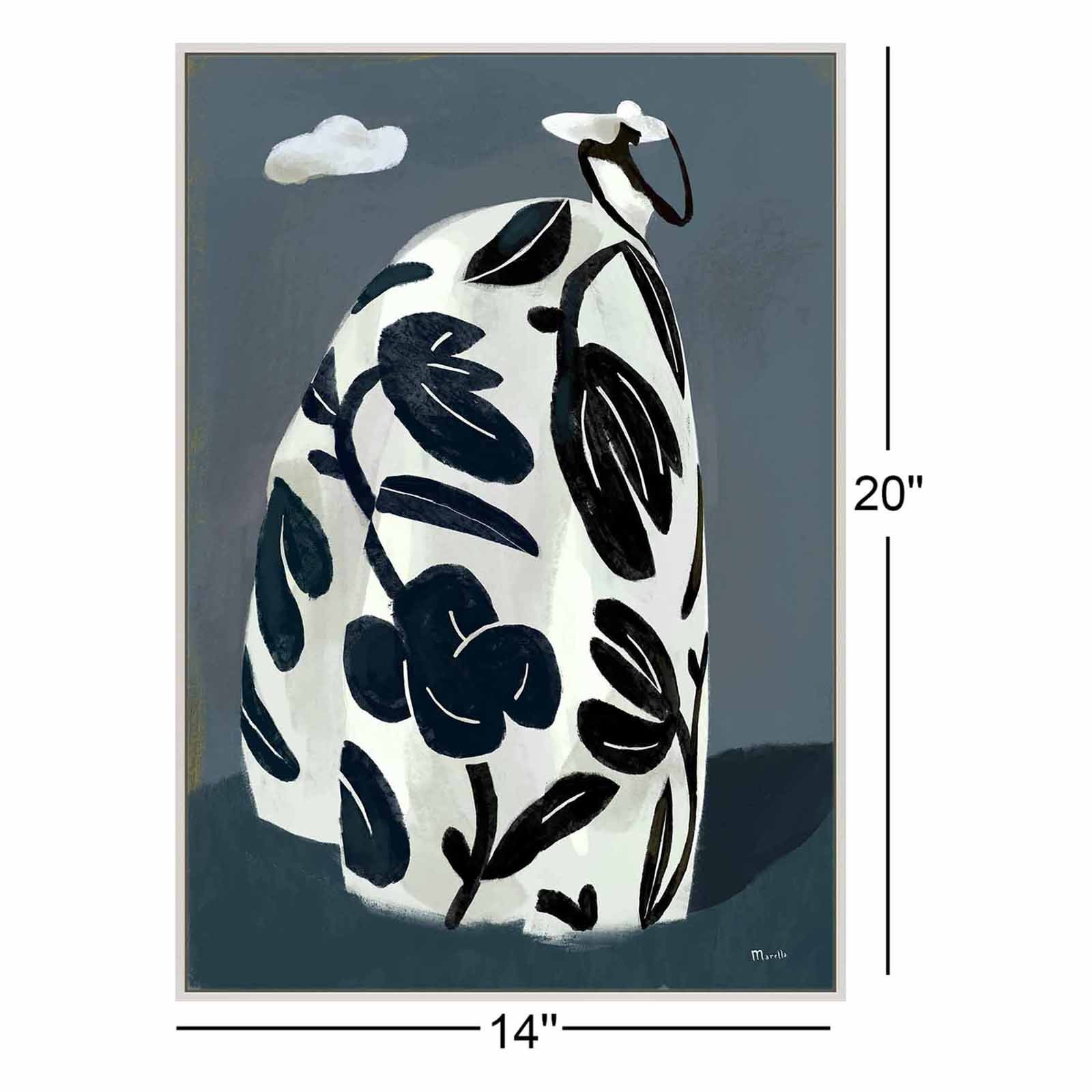 Black Dress Print by Marco Marella, White Canvas Framed, 20" H x 14" W x 1.25" D