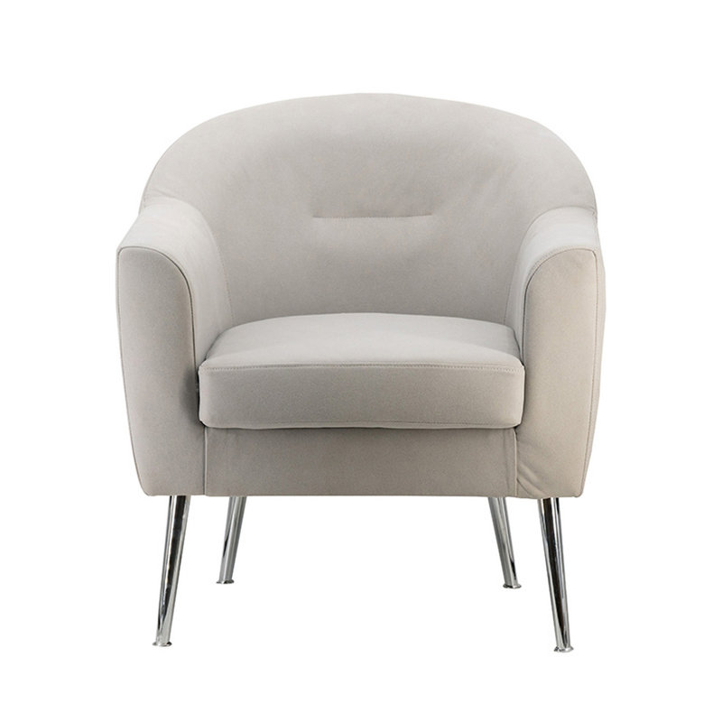 Gardenar 30 Inch Modern Accent Sofa chair, Curved, Ivory Fabric Upholstery