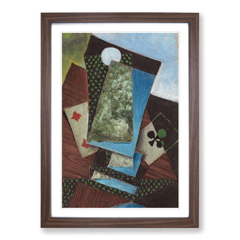 Playing Cards by Juan Gris - Picture Frame Painting, Walnut Framed, 36cm H x 27cm W x 2cm D