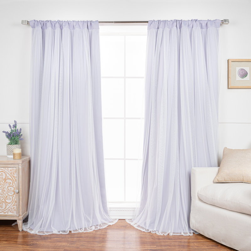 Harborcreek Solid Color Blackout Thermal Rod Pocket Curtain Panels, 52" W x 96" L, Lilac