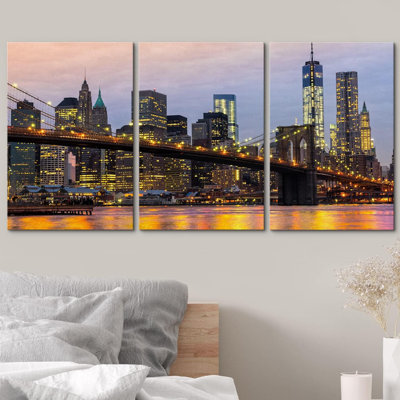 Manhattan Skyline at Sunrise in NYC USA City Cityscape Photography Realism Rustic Scenic