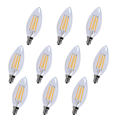 Candélabre DEL E12, 4 W (40 W Eqv), 300 °, CRI80, à intensité variable, 15 000 heures, 120 V, UL / CUL, paquet de 10