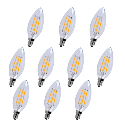 LED E12 Candelabra, 4W (40W Eqv), 300°, CRI80, Dimmable, 15000hrs, 120V, UL/CUL, 10-Pack