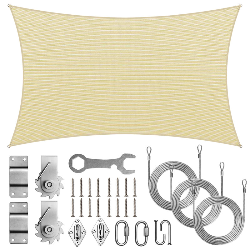 Toile d'ombrage rectangulaire Royal Shade avec treuil d'installation, Beige, 12 pi x 20 pi