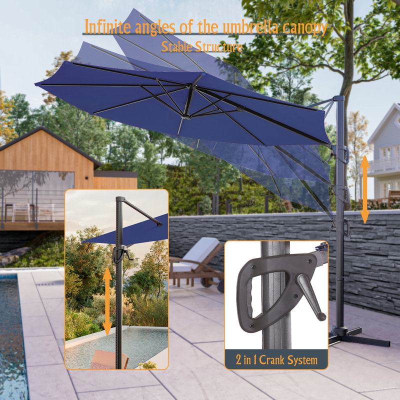 Parasol rond en porte-à-faux 10 pi, Navy