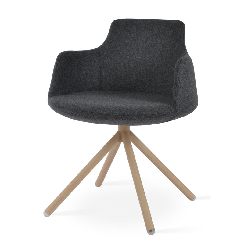 Chaise avec accoudoirs Dervish, Gris foncé, Naturel