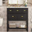 Ensemble de meuble-lavabo simple 30 po avec 5 tiroirs, ensemble de meuble-lavabo autoportant avec cadre en bois massif 30 po-1258188153