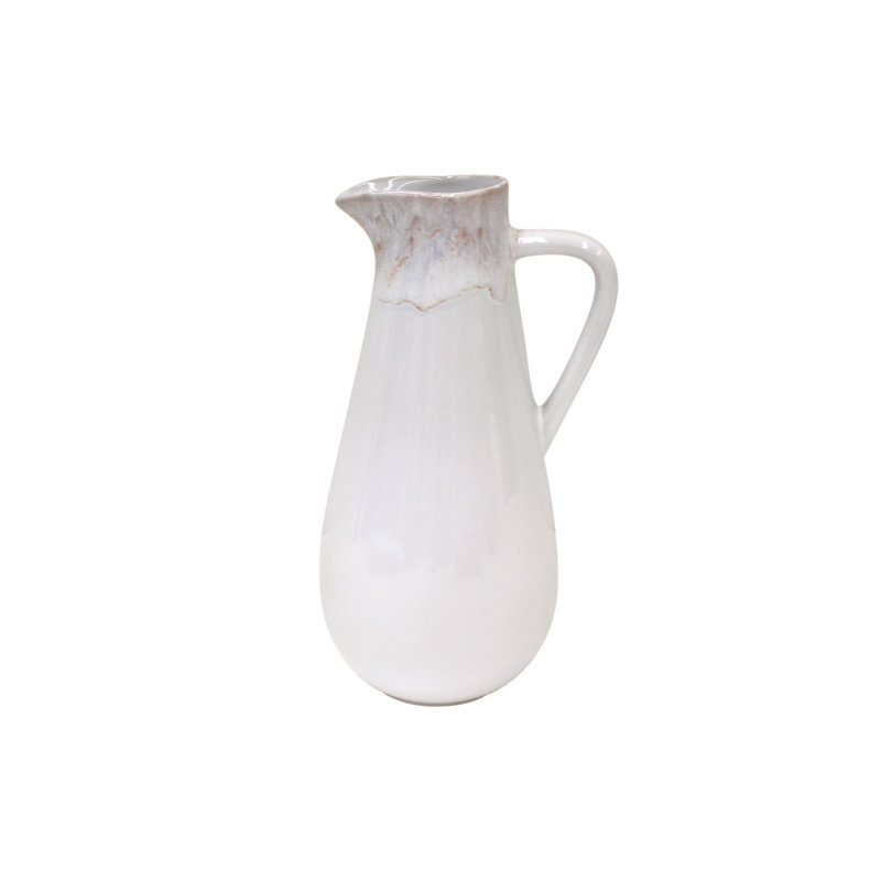 White Ceramic Pitcher with Reactive Glaze Finish