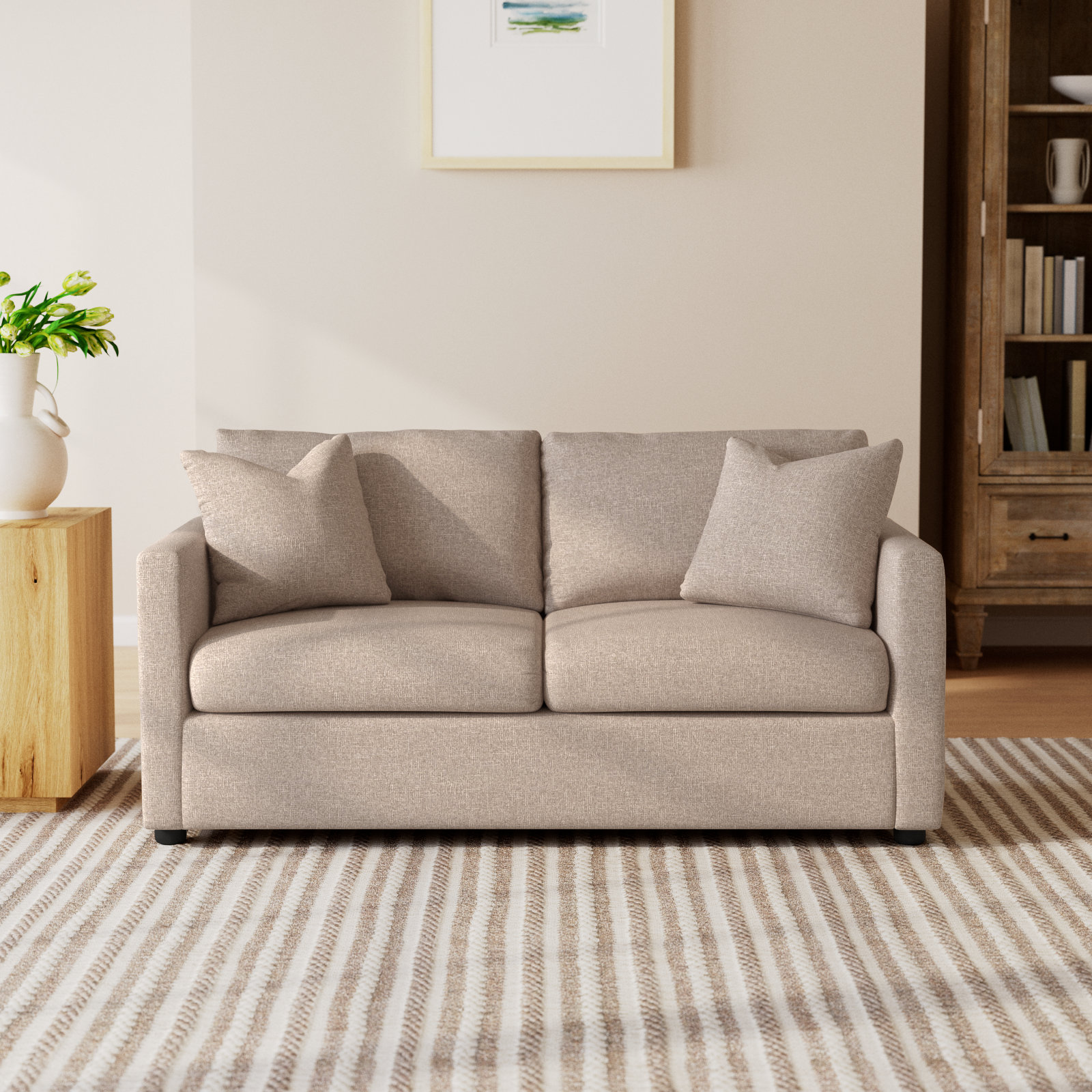 Godwin 67'' Upholstered Loveseat, Macc Ecru