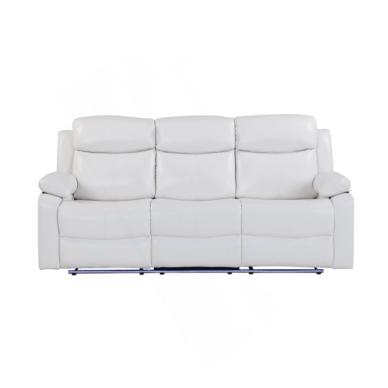 Blanche White Reclining Sofa With LED Lights
