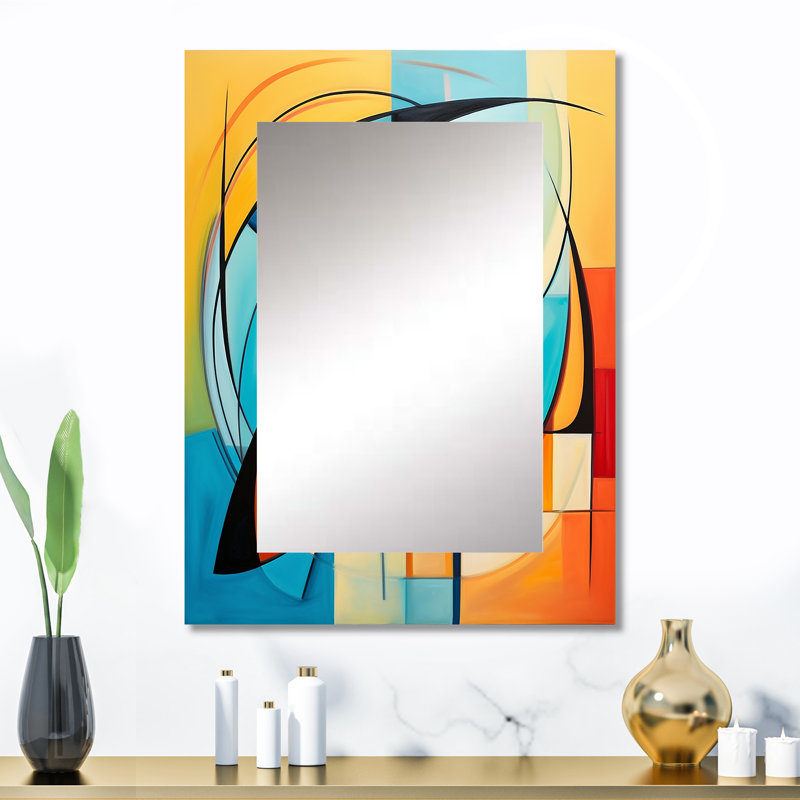 Coloré 0 Mid Century Abstract Essence I - miroir mural moderne Mid-Century, miroir décoratif moderne Mid-Century, impression sur métal