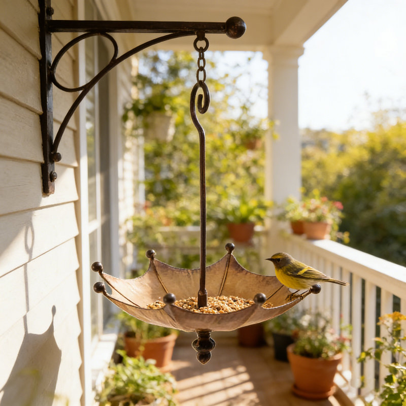 Metal Hanging Umbrella Bird Feeder 