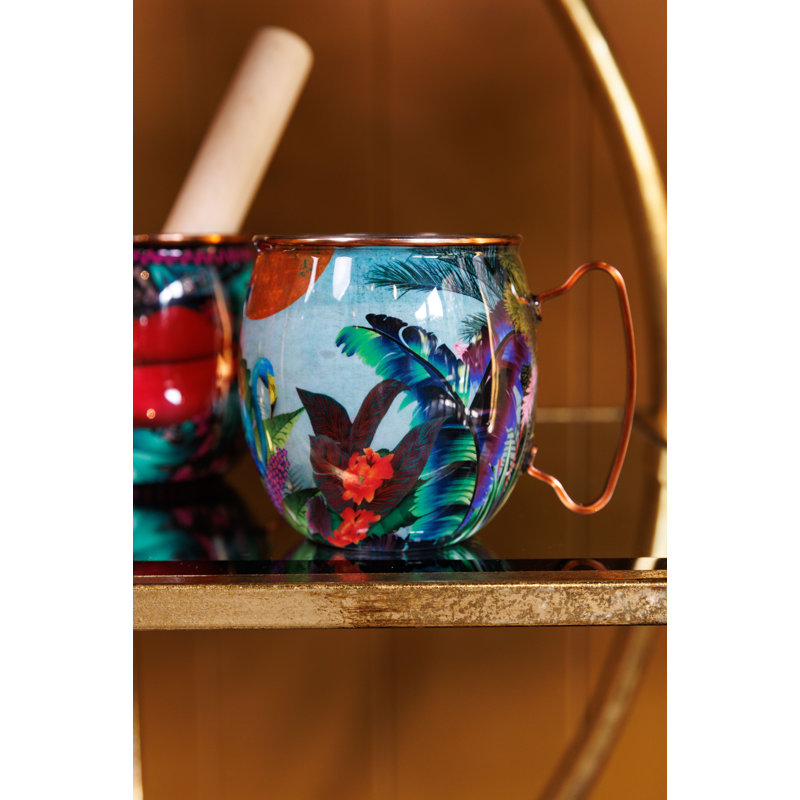 Mikasa x Sarah Arnett Stainless Steel Moscow Mule Mug, 450ml, Flamingo