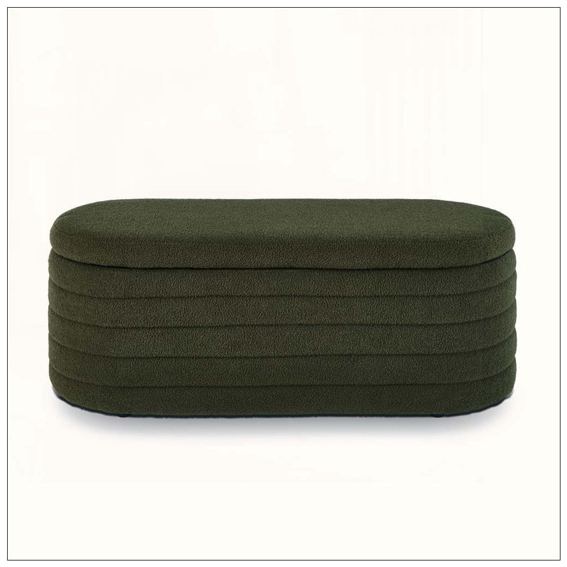 Banc de rangement moderne avec repose-pieds ovale, Dark Green