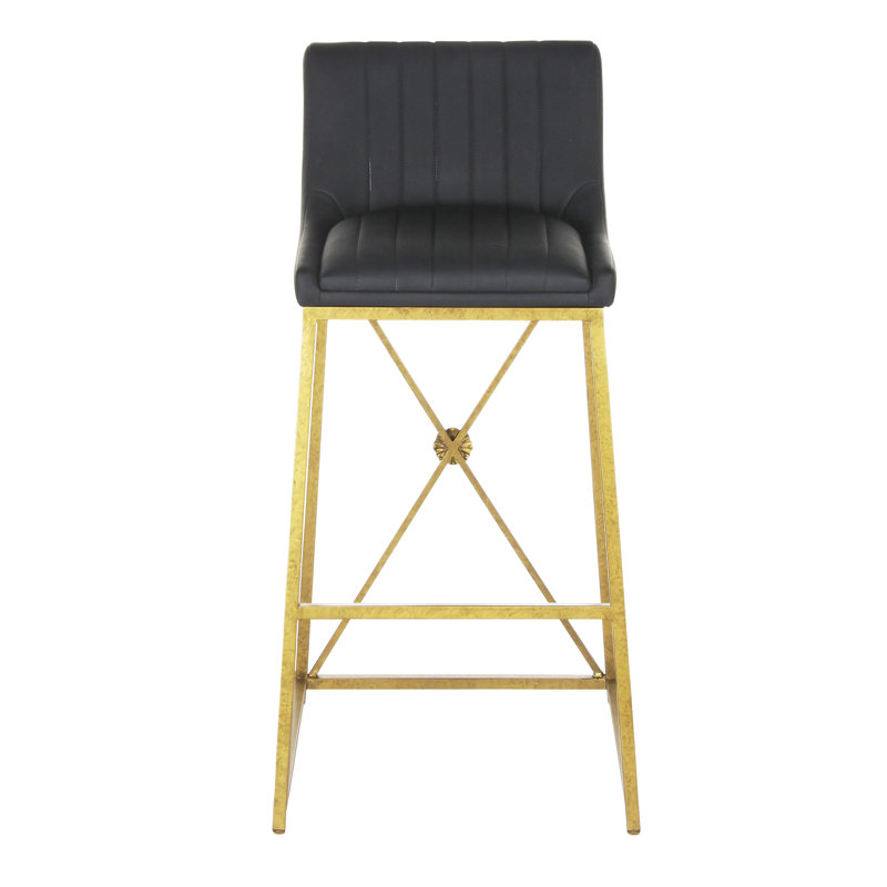 Medallion Stool, Bar Stool (30'' Seat Height), Royal Gold, Black
